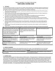 Work Sample Scoring Guide - Early Learning Community - Pacific ...