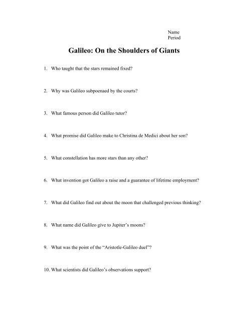 Galileo: On the Shoulders of Giants - J-blanchard.org