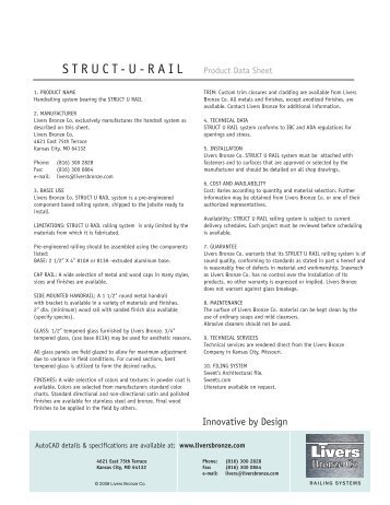 STRUCT-U-RAIL Product Data Sheet - Livers Bronze Co.