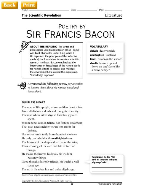 Francis Bacon Worksheet - J-blanchard.org