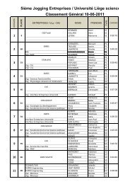 5iÃ¨me Jogging Entreprises / UniversitÃ© LiÃ¨ge science Classement ...