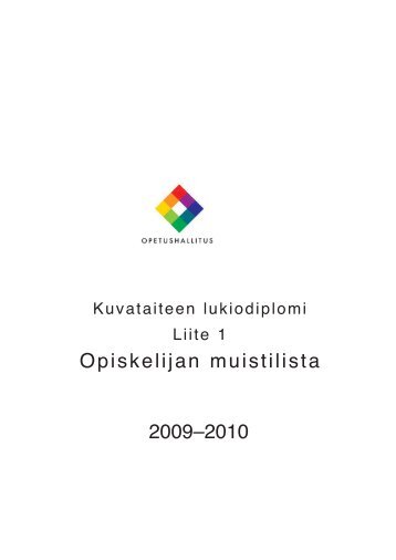 Liite 1: Opiskelijan muistilista - Edu.fi