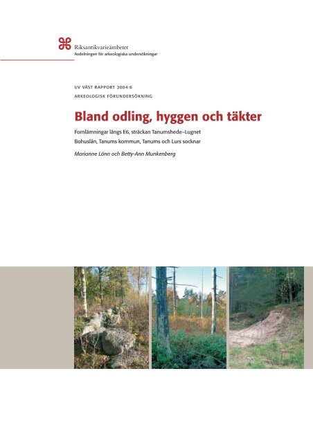 UV VÃ¤st Rapport 2005:6 - RiksantikvarieÃ¤mbetet, avdelningen fÃ¶r ...