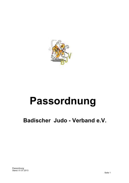 Passordnung - Badischer Judo-Verband