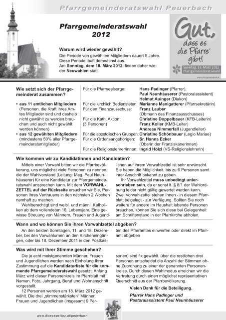 Peuerbacher Pfarrblatt - Pfarre  Peuerbach