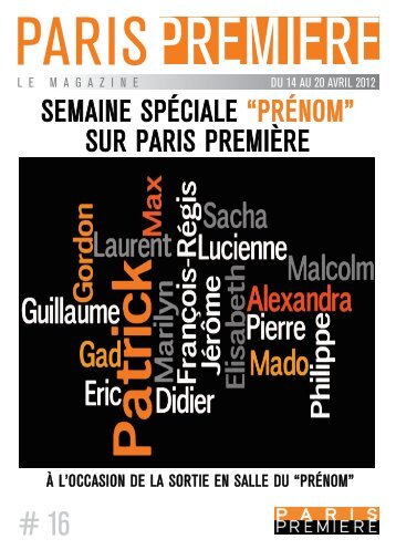 SEMAINE SPÉCIALE “PRÉNOM” SUR PARIS PREMIÈRE