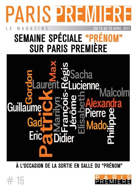 SEMAINE SPÉCIALE “PRÉNOM” SUR PARIS PREMIÈRE