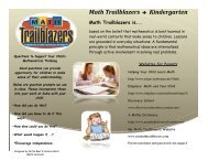 Math Trailblazers â Kindergarten