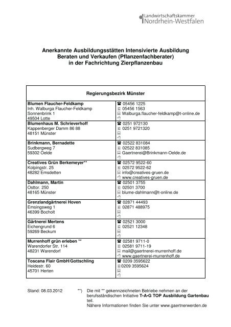 Anerkannte Ausbildungsstätten Intensivierte Ausbildung Beraten und