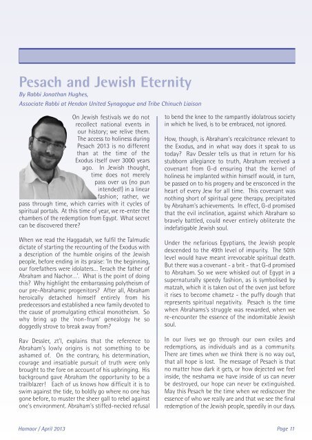 Pesach 5773 - 18/03/2013 - Federation Of Synagogues