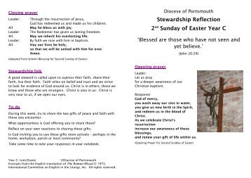 Stewardship Reflection 2nd Sunday of Easter Year C - Diocese of ...