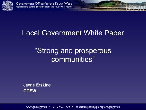 GOSW and LGWP Presentation - PDF format - South West Regional ...