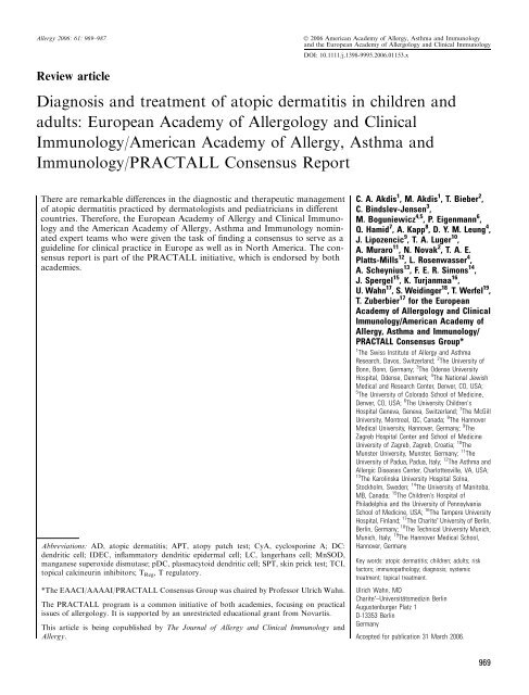 Diagnosis and treatment of atopic dermatitis in children ... - Envicon