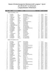 Ergebnisliste Sprint - Skiteam Schonach / Rohrhardsberg