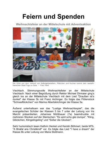 Feiern und Spenden Weihnachtsfeier an der Mittelschule mit ... - Magix