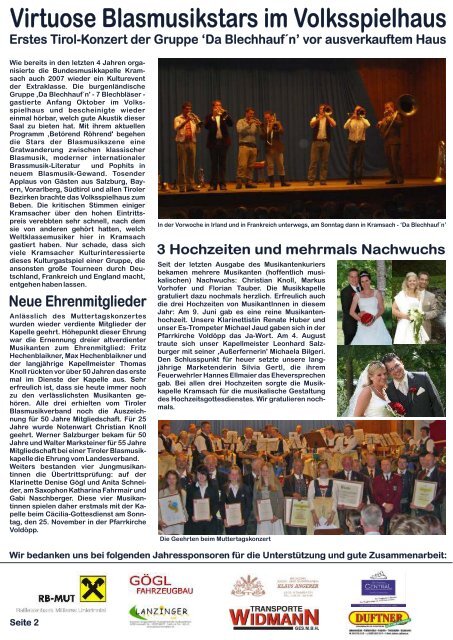 Musikantenkurier der BMK Kramsach 2007 - Bundesmusikkapelle ...