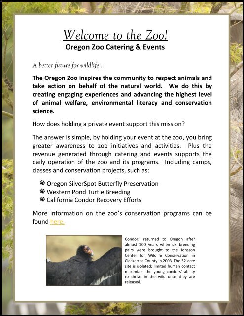 Oregon Zoo Catering & Events