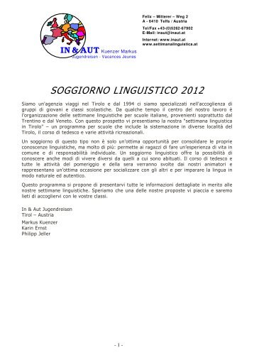 Programma Aschau 6 notti / 7 giorni - In & Aut Soggiorno Linguistico Programma Aschau 6 notti / 7 giorni - In & Aut Soggiorno Linguistico