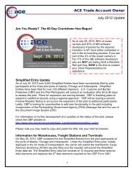 ACE Trade Account Owner July 2012 Update - CBP.gov