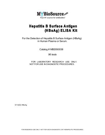 Hepatitis B Surface Antigen (HBsAg) ELISA Kit - MyBioSource