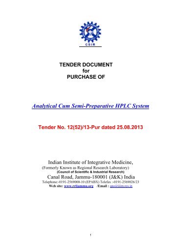 Analytical Cum Semi-Preparative HPLC System - Indian Institute of ...