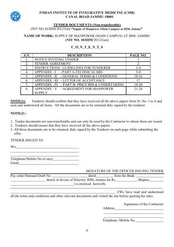 CANAL ROAD JAMMU-18001 TENDER DOCUMENTS