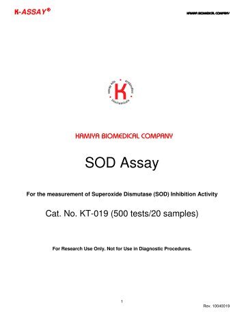 Superoxide Dismutase (SOD) Assay - Kamiya Biomedical Company