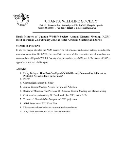 Download here - Uganda Wildlife Society