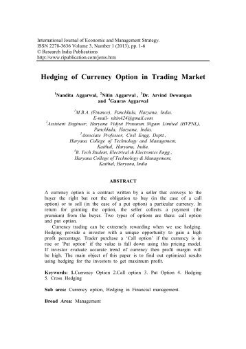 Hedging of Currency Option in Trading Market - Research India ...