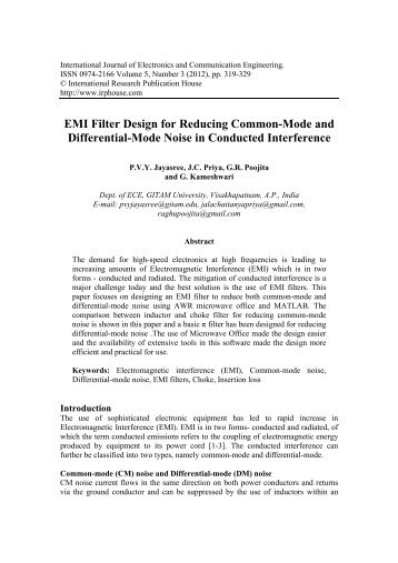EMI Filter Design for Reducing Common-Mode and Differential ...