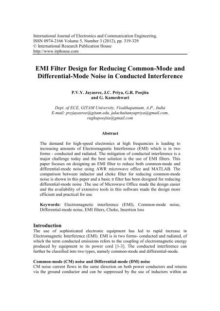 EMI Filter Design for Reducing Common-Mode and Differential ...