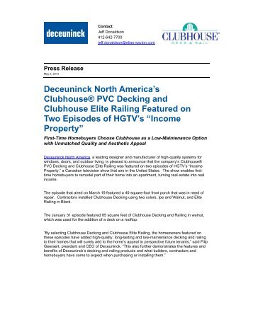 Clubhouse on Income Property HGTV - Deceuninck North America