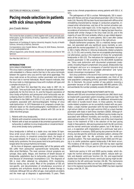 Pacing mode selection in patients with sick sinus syndrome