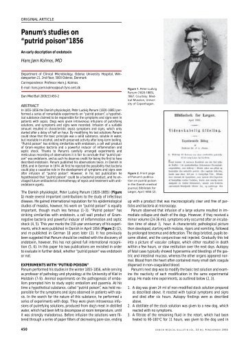 Panum's studies on âputrid poisonâ1856 - Danish Medical Bulletin