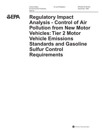 Regulatory Impact Analysis - Control of Air Pollution from New Motor ...