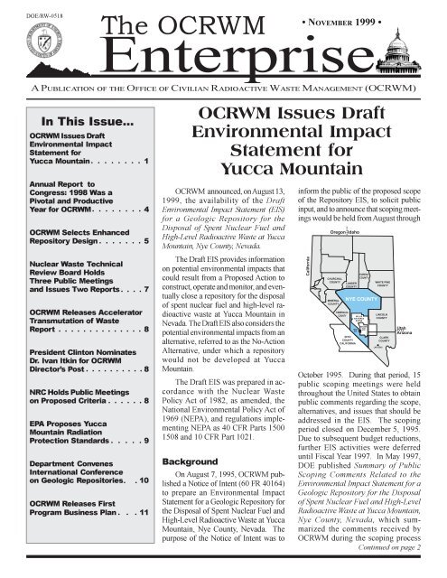 The OCRWM Enterprise - November 1999