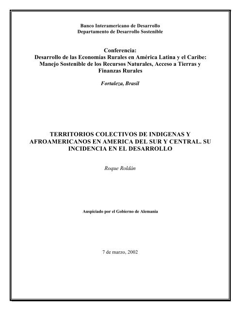 Territorios colectivos de indÃ­genas y afroamericanos