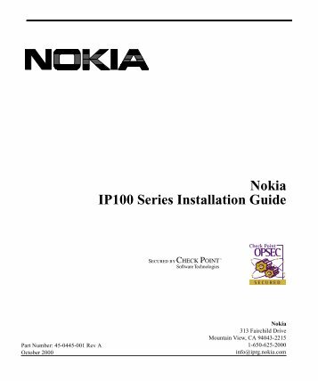 Nokia IP100 Series Installation Guide - Check Point