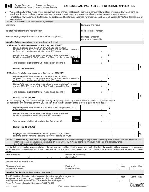 Gst 370 Rebate Form