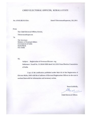 Kerala - Notification & ERO List - Embassy of India, Kyiv
