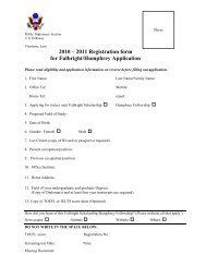 2010 – 2011 Registration form for Fulbright/Humphrey Application