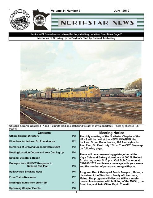 July - Northstar Chapter, National Railway Historical Society
