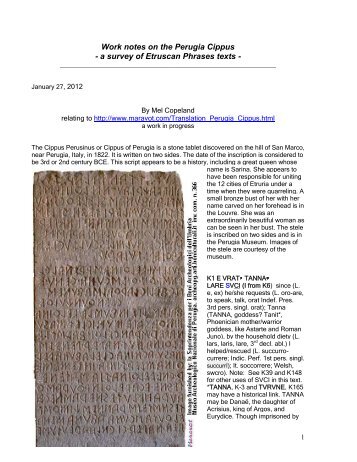 Work notes on the Perugia Cippus - a survey of ... - maravot.com