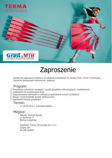 Zaproszenie na szkolenie. - Grast & MTB