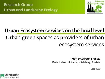 Urban green spaces as providers of urban ecosystem services