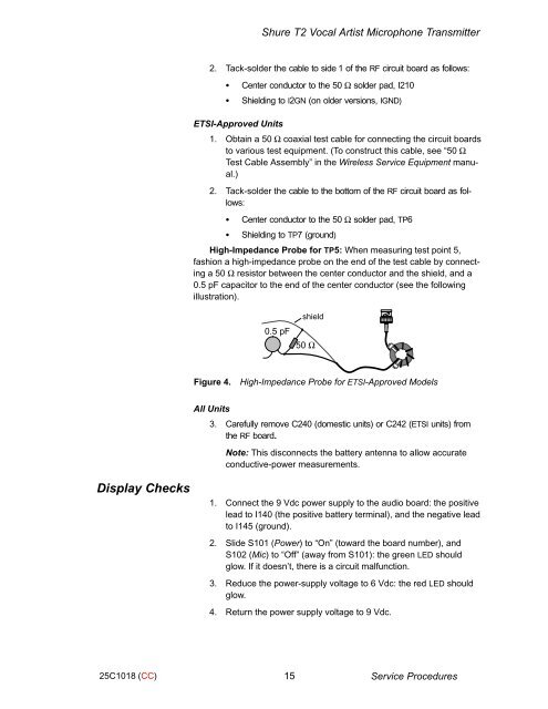 SERVICE MANUAL CHANGE NOTICE