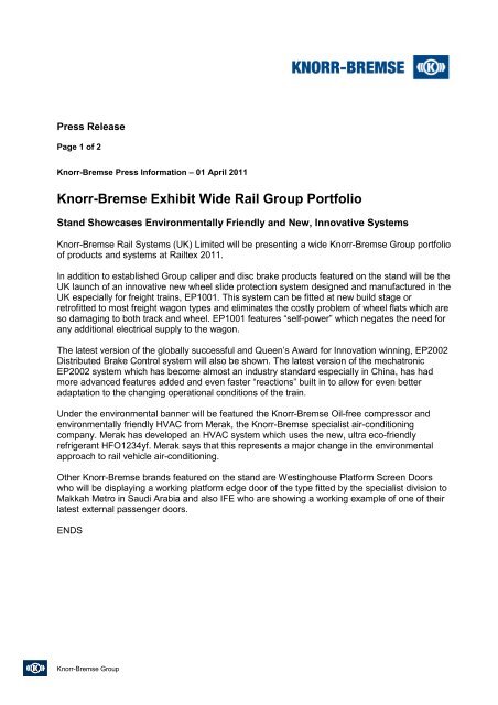 Press Release - Knorr-Bremse