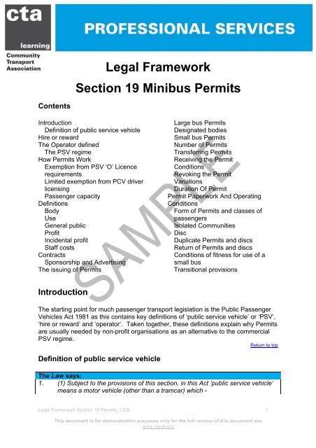 Legal Framework Section 19 Minibus Permits - Community ...