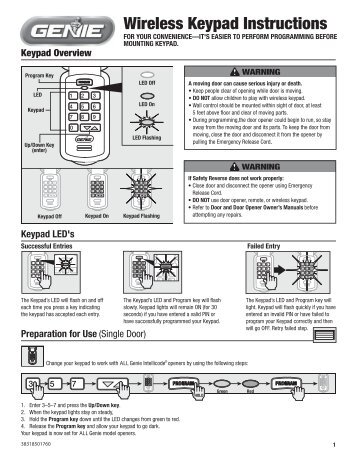 Wireless Keypad Instructions - The Genie Company