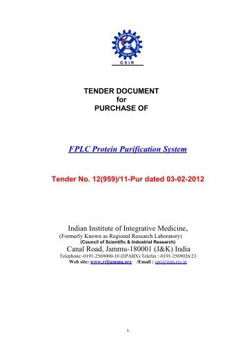 FPLC Protein Purification System - Indian Institute of Integrative ...